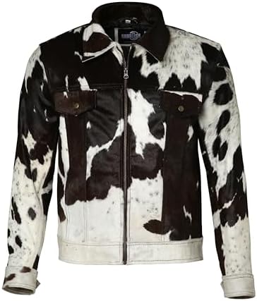Chamarra de Piel Black & White | Piel Genuina Estilo Western Chamarra de piel Black & White con diseño tipo piel de vaca en tonos negro y blanco, cierre frontal y bolsillos con solapa.
